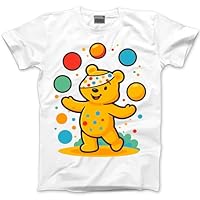Kids Spotty T-Shirt - Juggling Bear Spotted Tshirt for Charity Day Children's Spots White Tee School Fundraising Bear 2025 Dotty Dots - 7-8 Years White