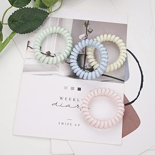 Spiral Hair Ties, Ded 24 Pcs No Crease Hair Ties,Phone Cord Elastic Hair Ties,Candy Colors Spiral Hair Coils Hair Ties,Colorful Ponytail Holders Hair Accessories For Women Girls #TOP5