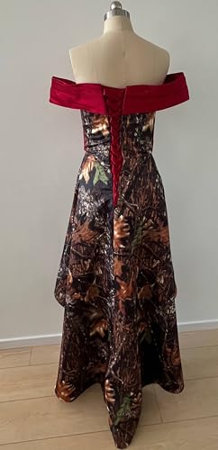 YINGJIABride High Low Camo Bridesmaid Dresses Party Formal Gowns Prom Dress Off Shoulder4