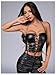 Floerns Women's PU Leather Cut Out Lace Up Corset Zipper Cropped Club Halter Top Black Medium