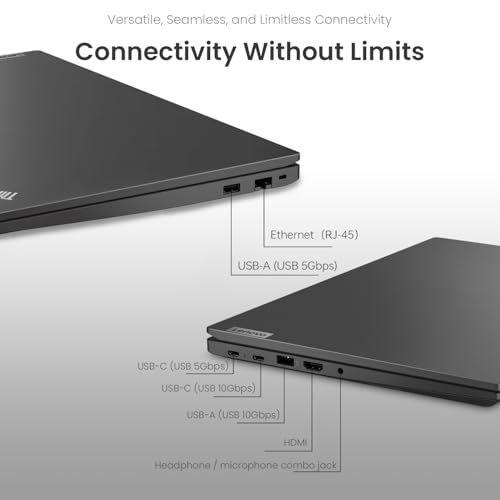 Image of Lenovo ThinkPad E16 Gen 2 Business Laptop, 16 inch FHD+ Display, AMD Ryzen 5 7535U, 32GB DDR5 RAM, 1TB SSD, Fingerprint, Backlit Keyboard, Webcam, Wi-Fi 6, Windows 11 Pro, Bundle with 7-in-1 USB-C Hub