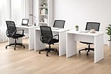 CREATIVE QUBE Combo of 3 Engineered Wood Ergonomic 75cm Height Prime Desk | Office Table for 6-8 Employees, Laptop Desk, Gaming Setup, Hostel, Reception, Bank, Counter Table | Easy DIY Assembly- White