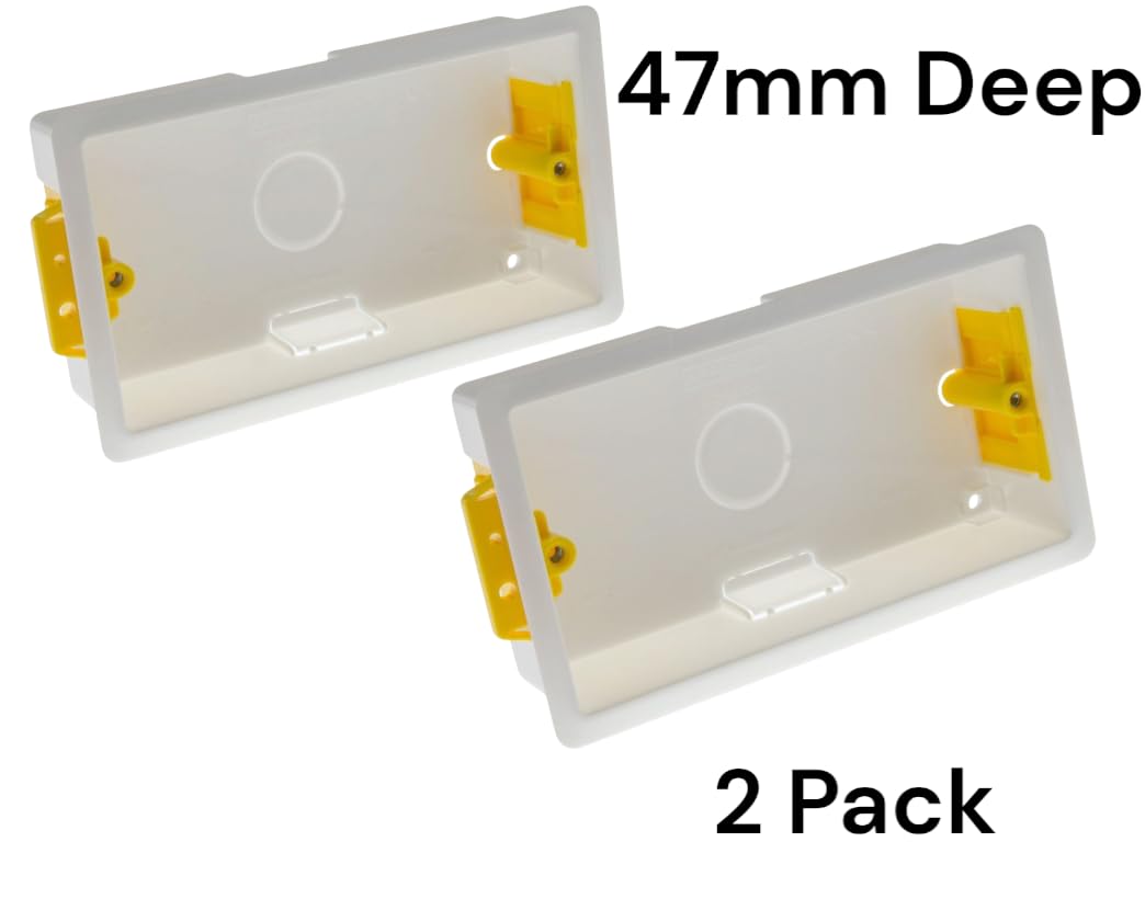 Éabcon Plasterboard Dry Wall Back Box, 47mm Deep, 2 Gang, Double, White (2) - Image 2