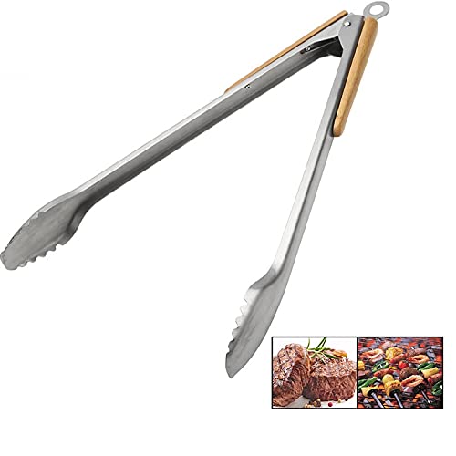 Pinzas para Bolsas de Barbacoa, 1 Pieza, Mango de Madera, Pinzas para Barbacoa, Pinzas para Servir Pan y Ensalada, Pinzas para cocinar, Accesorios de Cocina
