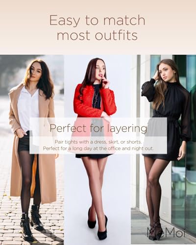 Image of MeMoi Half and Half Support Sheer Tights, Comfortable Compression Control Top Tights for Women