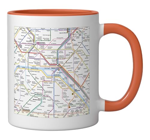 Taza de cerámica vintage mapa metro París 11 oz miniatura 2
