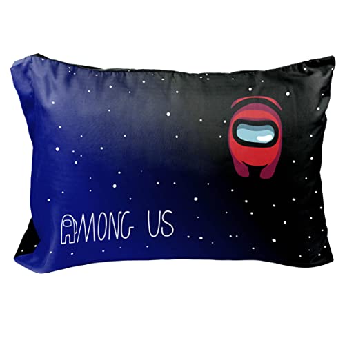 Jay Franco Among Us Space Float 1 Single Reversible Pillowcase - Double-Sided Kids Super Soft Bedding