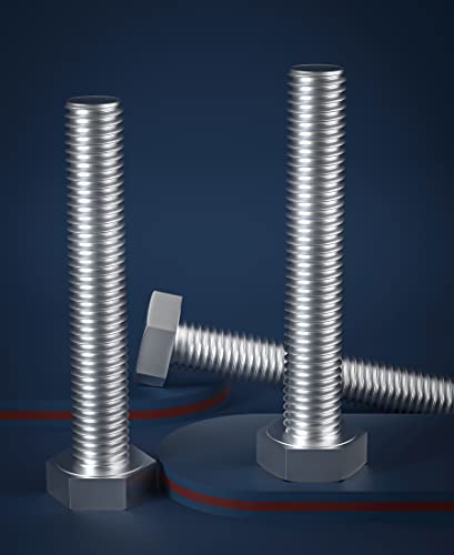 Image of 3 /8-16 x 2-3 /4 inch (5 /8 to 7 inch Optional) Hex Head Screw Bolt, Stainless Steel 18-8(304), Fully Threaded,10pcs