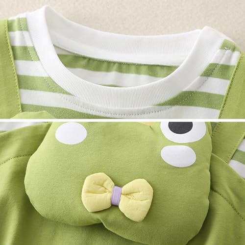Infant Baby 3D Frog Romper Bodysuit, Cute Animal Striped 𝙿a𝚓amas Toddler Short Sleeve 𝙾nesie Cotton Playsuit3