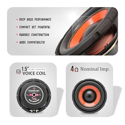Image of POWERLINK 10 inch Subwoofer Imported Orange SPL Foam-400W Power /4-Ohm /1.5-Inch Copper Coil /120mm Single Magnet Ideal for Upgrading Car Bass Tubes, Home Subwoofer Systems,DIY Audio Projects