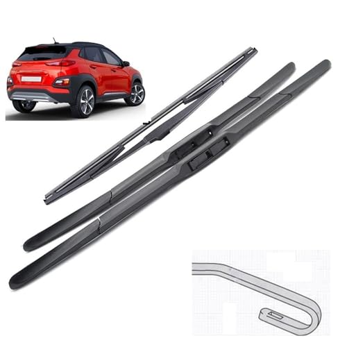 Balais d'essuie-glace avant arrière Hyundai Kona 2017-2023 brosses de pluie 26+16+12