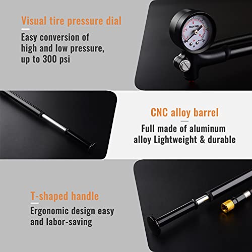 image for High Pressure Shock Pump, [No Air Loss Nozzle][300PSI] Diyife MTB Bike