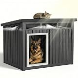 Large Dog House Outdoor Weatherproof & Indoor Doghouse, Open Slanted Roof for Easy...