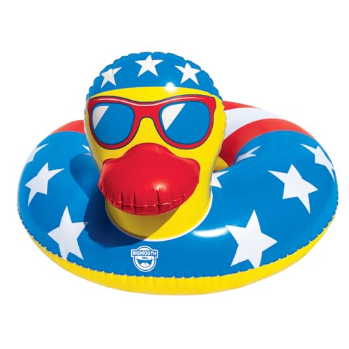 BigMouth Inc Patriotic Rubber Duck Pool Float – Red White and Blue Inflatable Duck Swim Ring for Pool Lake Beach and 4th of July Parties