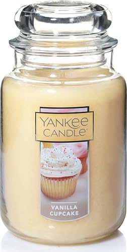 Yankee Candle Vanilla Cupcake Scented Classic 22oz Large Jar Single Wick Candle Over 110 Hours of Burn Time Ideal for Creating Relaxing Ambience