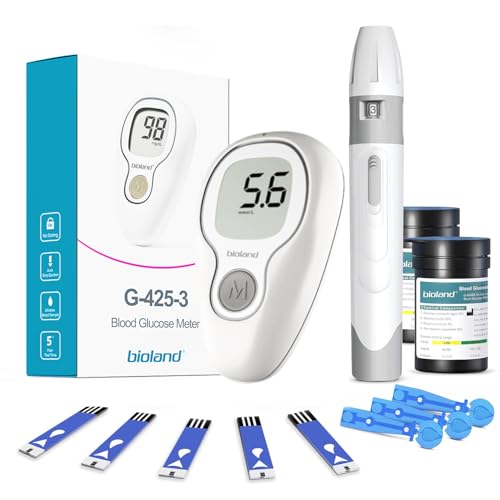 Glucometro Bioland G-425-3 - Kit Completo per il Monitoraggio del Diabete con 50 Strisce Reattive e Lancette, Doppia...