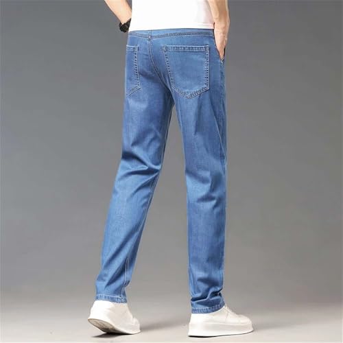 Men's Summer Thin Straight Washed Jeans Classic Stretch Business Cotton Denim Pants2