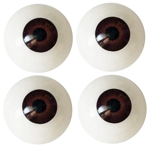 Realistic Acrylic Eyeball, 2 Pairs Plastic Hollow Eyeball, 30mm Beige Diameter Half Round Fake Eyes for Halloween Party Decor Art Dolls Props, Black