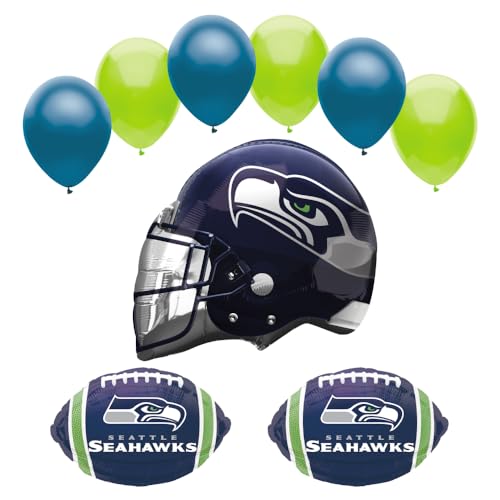 SEATTLE - TEAM FOOTBALL SEAHAWKS 60 PARTY BALLOON KIT - PARTY SUPPLIES DECORATIONS - 9PC
