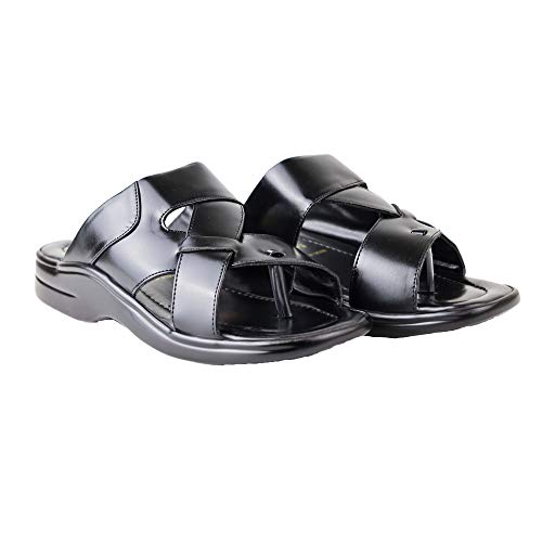 HIKBI Men's Leather Casual Sandal and Thong Sandals /�Closed Toe Soft PU Leather/Outdoor Adjustable Summer Sandal Shoes