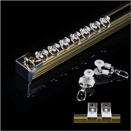 Zware gordijnrails gordijnrailsysteem (dikte 1,7 mm), aluminiumlegering stilte gordijnrails, kamerverdeler gordijnrailset, plafond- of wandmontage (kleur: B wandmontage, maat