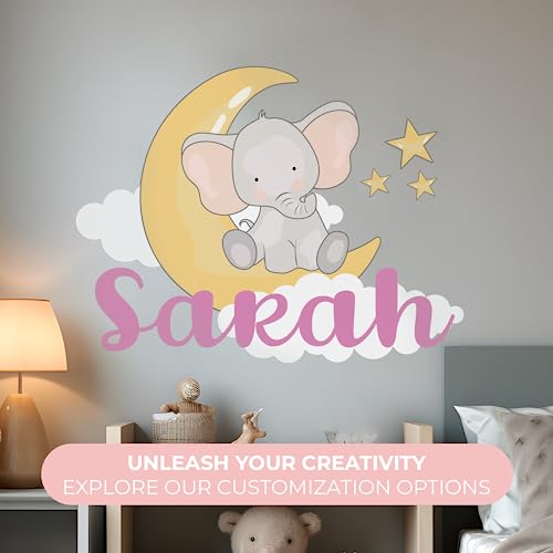 Vinilo decorativo personalizado elefante para pared rosa miniatura 2