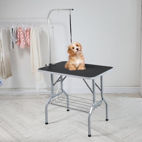 VEVOR Trimmtisch 985x615x1662mm Schertisch Edelstahl Hundepflegetisch 150kg Tragfähigkeit Frisiertisch Hund Faltbar Tierpflegetisch 914,4x609,6mm Desktop Ideal für Baden Trimmen Trocknen Bürsten