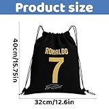 QhgPnt Football Kit Bag, Drawstring Backpack for Football Gear, Ronaldo Inspired Gifts for Boys, 32CM X 40CM Black Sports Storage Bag, Footballs Kits Organizer for Kids - Image 2