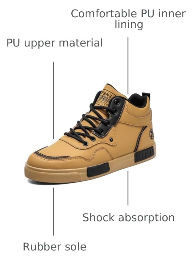 Image of Men's Fashion High Top Chinese Style Skate Sneakers Stylish Comfortable Skateboarding Road Running Walking Shoes