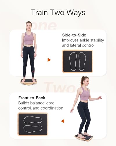 Image of StrongTek Wooden Balance Board with 2 Difficulty Options, Basic Rocker and Advanced 360 Wobble Board, Non-Slip Balance Trainer for Core Stability, Ankle Rehab, Physical Therapy and Fitness