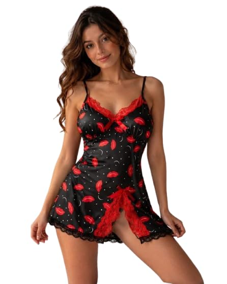 Image of Anvesha Beauty Night Dress for Women with Lace Trim | Soft V Neck Sleeveless Nighty Slip | Lightweight Comfortable Sleepwear Short Chemise Nightwear for Girls & Ladies Brown