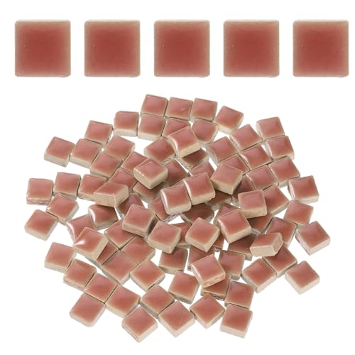 QUARKZMAN 100g Mosaicos Cuadrados, Mosaicos Cerámicos Coloridos para Manualidades, Suministros de Mosaico al por Mayor, 0.4 x 0.4 Pulgadas, Rojo