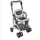 Hkw-shop Einkaufstrolley Hochwertiges Aluminium-Einkaufswagen-Haus-älterer gehender Fahrrad-beweglicher faltender Einkaufswagen Einkaufsroller klappbar