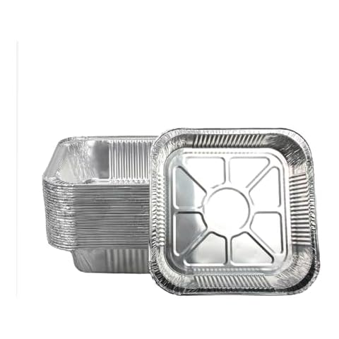 Non-Stick Disposable Air Fryer Aluminum Foil Liners Square 50PCS, Oil-Proof Aluminum Foil Tin Box Also for Steamer Basket Instant Pot Oven & Grill (7 * 7 Inch-Square) Cover