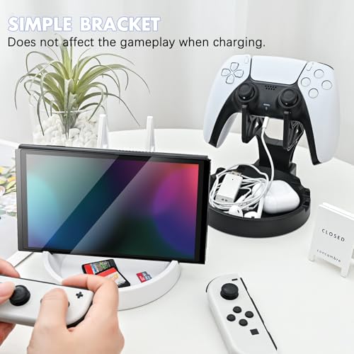 Support Switch OLED réglable blanc compatible manette PS5 PS4 NS Pro