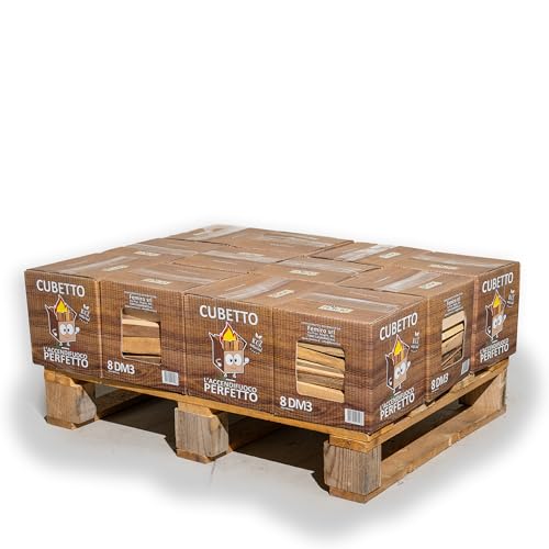 CUBETTO FEMIRO Legnetti Accendifuoco Faggio e Abete – 12 Scatole da 4 kg – Accendi Camino per Camini, Stufe, Forni e Barbecue – Confezione Pulita e Compattag)