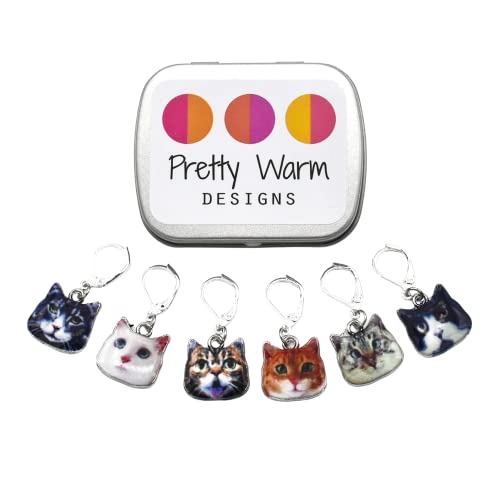 Cute Cats Removable Crocheting Stitch Markers, With Case, Grandmother Gift, by Pretty Warm Designs