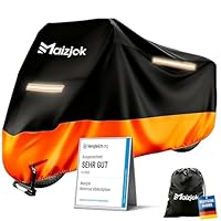 Maizjok® Motorrad Abdeckplane Outdoor Motorradabdeckung Wasserdicht 210D Motorrad Garage Plane, Motorradplane Abdeckung Winterfest für Moped Roller Motor Enduro/Straßen 245x105x125cm - Test SEHR GUT