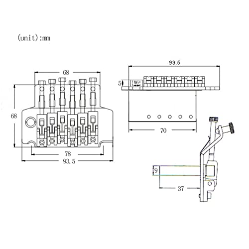 Pont de guitare électrique chromé double verrouillage et entraxe de 78 mm - 6