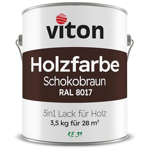 Viton Holzfarbe - 3,5 Kg Braun Holzlack Seidenmatt - Wetterschutzfarbe für Außen