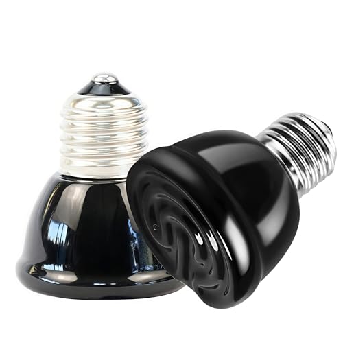 PetFizz 50W 2Pack Reptilien Keramik Wärmelampe Terrarium,E27 Reptilien Terrarium Lampe Dunkelstrahler,Terrarium Heizlampe für Schildkröte, Eidechse