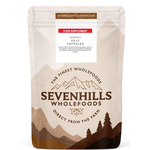 Sevenhills Wholefoods Organic Kelp Seaweed Capsules, Natural Iodine Source, UK Wild Harvested,120 Capsules, Vegan