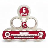 Tape King Clear Packing Tape 3 Inch Wide (2.7mil Thick) - 60 Yards Per Refill Roll (Pack of 6 Rolls) - Strong Sealing Adhesive Industrial Depot Tapes for Moving, Packaging, Shipping, Office & Storage