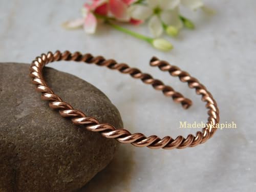 Pure solid 100% Copper Handmade Tensor Bangle Bracelet, Copper Tensor Bangle, Arthritis Copper Bangle Bracelet, Cuff Bangle, Birthday gift,2