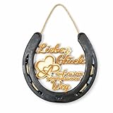 Herradura auténtica para boda – Herradura de la suerte regalo para parejas con deseos de corazón de madera: amor y felicidad en vuestro camino común – amuleto de la suerte masivo para colgar