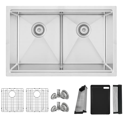 Stylish 30 x 19 1/8 Inch Workstation Sink Double Bowl 16G