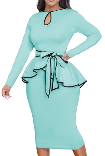 Image of Women's Bodycon Vintage Dresses Elegant Peplum Dresses for Women Business Work Office