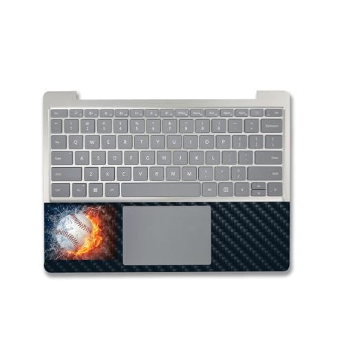 Image of MightySkins Carbon Fiber Skin Compatible with Microsoft Surface Laptop Go 3 (2023) Full Wrap Kit - Baseball Fire | Protective, Durable Textured Carbon Fiber Finish | Made in The USA