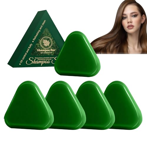 Champú Triangular, Champú Sólido Con Jabón Verde Y Hojas Platycladus Orientalis, Limpia Y Nutre El Cabello Suavemente, Elimina La Caspa, Fortalece El Cabello Y Doma El Encrespamiento (5 unidades)