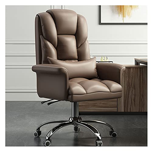 Silla de Escritorio ergonómica giratoria con Respaldo Alto de Cuero sintético, reposabrazos y Altura Ajustable
